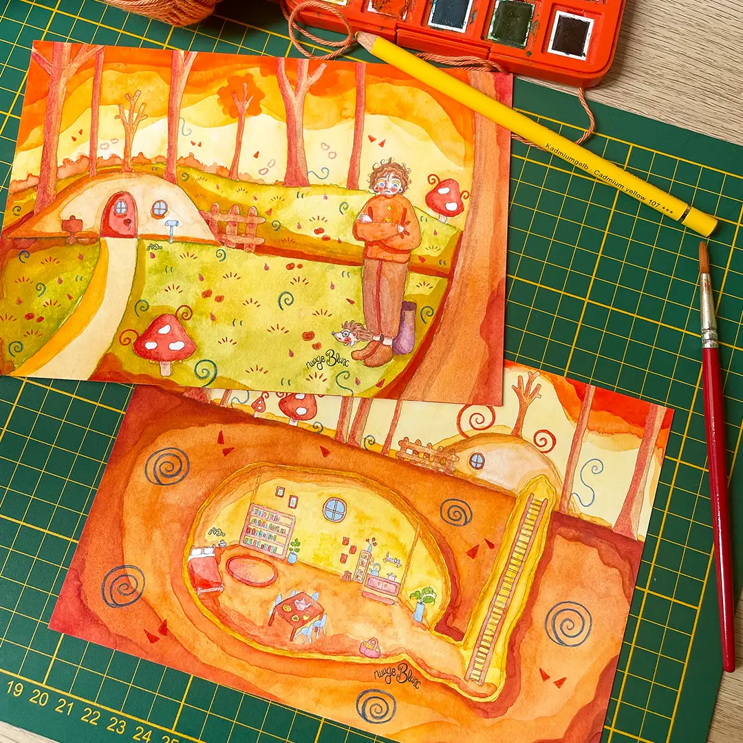 lot de cartes illustration les terriers de souffle vent produit livre les contes de nuage
