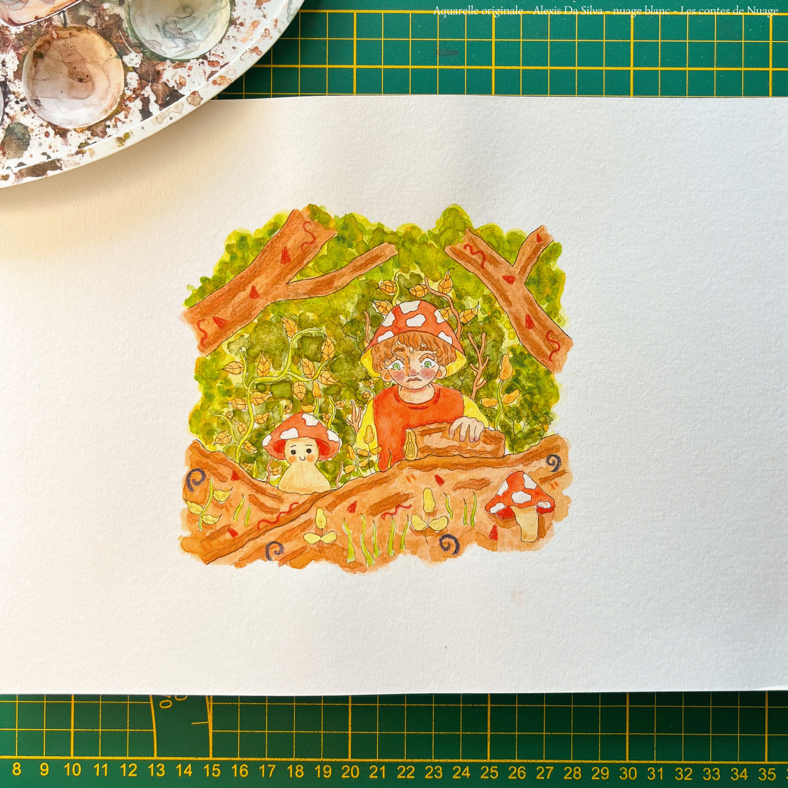 Aquarelle originale « Le garçon d&rsquo;automne » réalisée par Alexis Da Silva