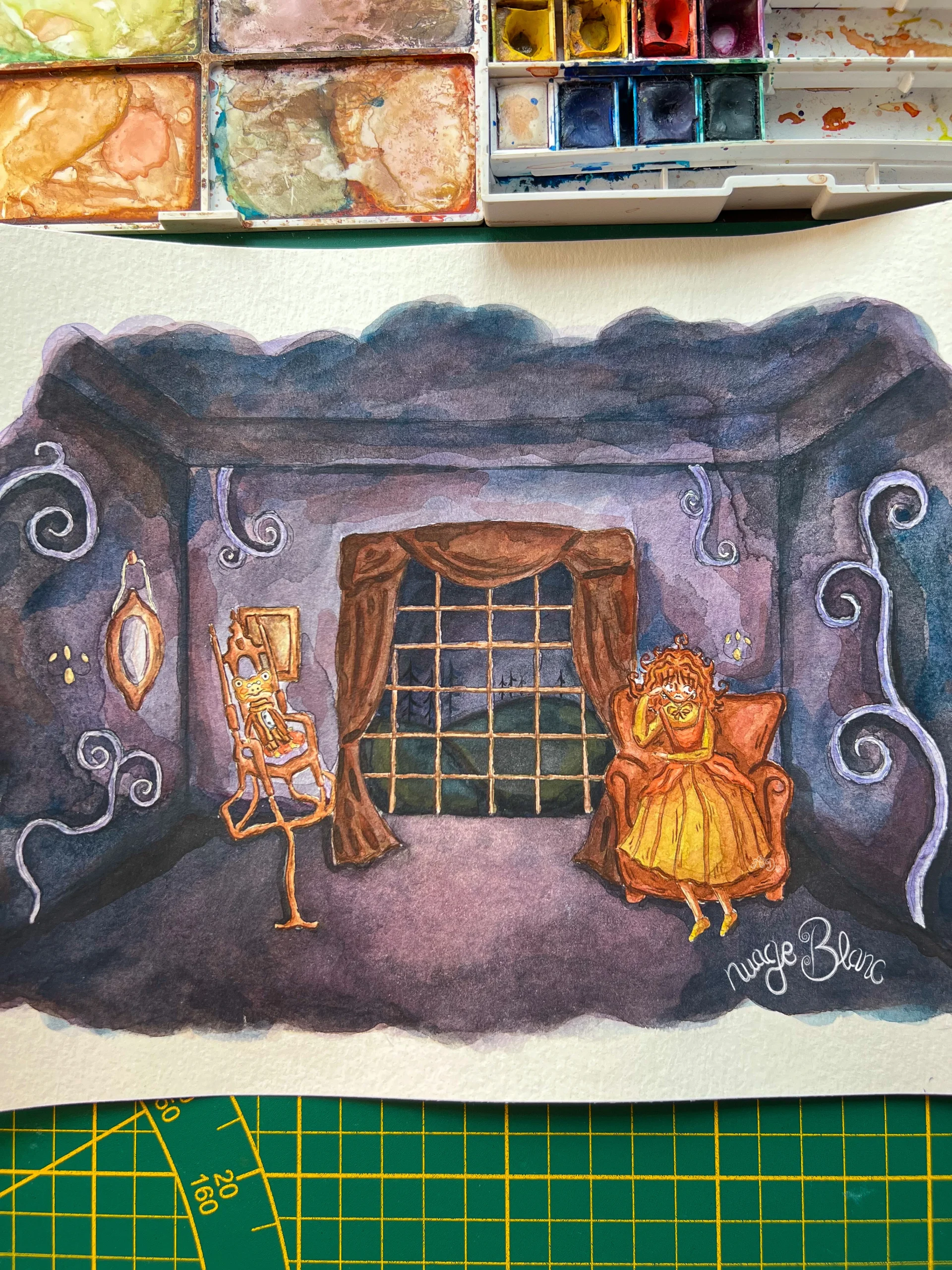 baron de cendrebois amaryllis et les cauchemars de minuit aquarelle illustration alexis da silva les contes de nuage