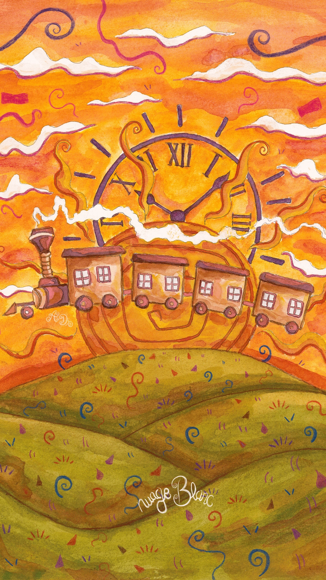 la mecanique du temps illustration amaryllis et les cauchemars de minuit aquarelle alexis da silva les contes de nuage livre