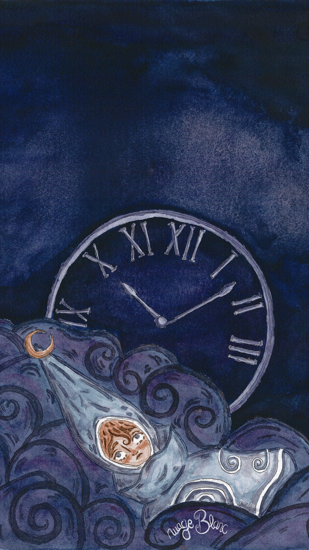 lune amaryllis et les cauchemars de minuit aquarelle illustration alexis da silva livre auteur les contes de nuage