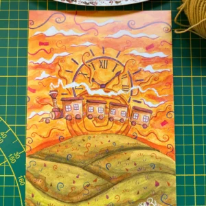 aquarelle carte la mecanique du train illustration alexis da silva les contes de nuage amaryllis et les cauchemars de minuit